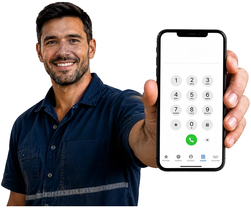 Plumber on the phone taking a Regents Park callout