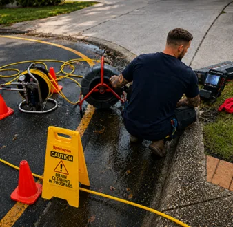 Repairing a burst drain pipe at a Regents Park home